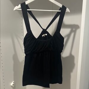 Matty M Black Ruched Tie Front Tank Top